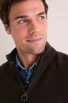 Dark Oak Holden Half Zip Knitted Jumper