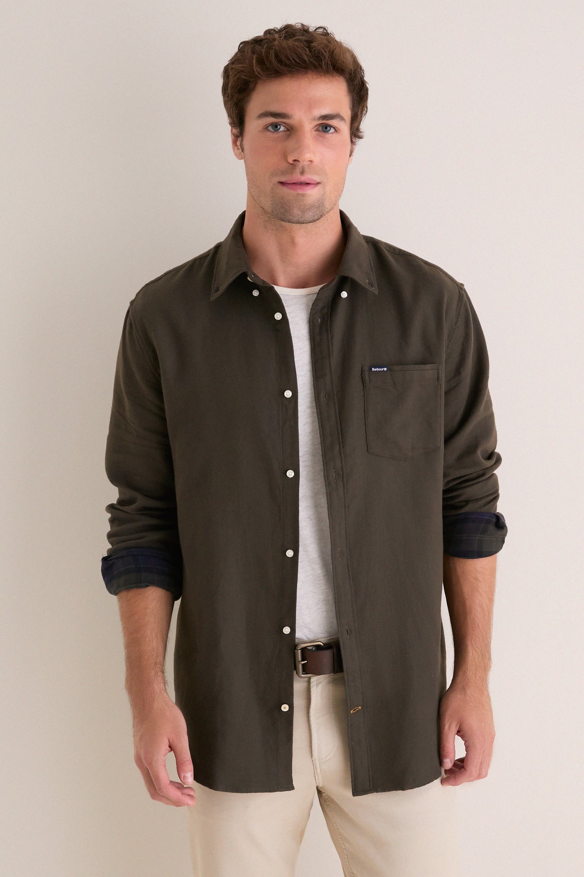 Sage Buckley Tailored Herringbone Shirt