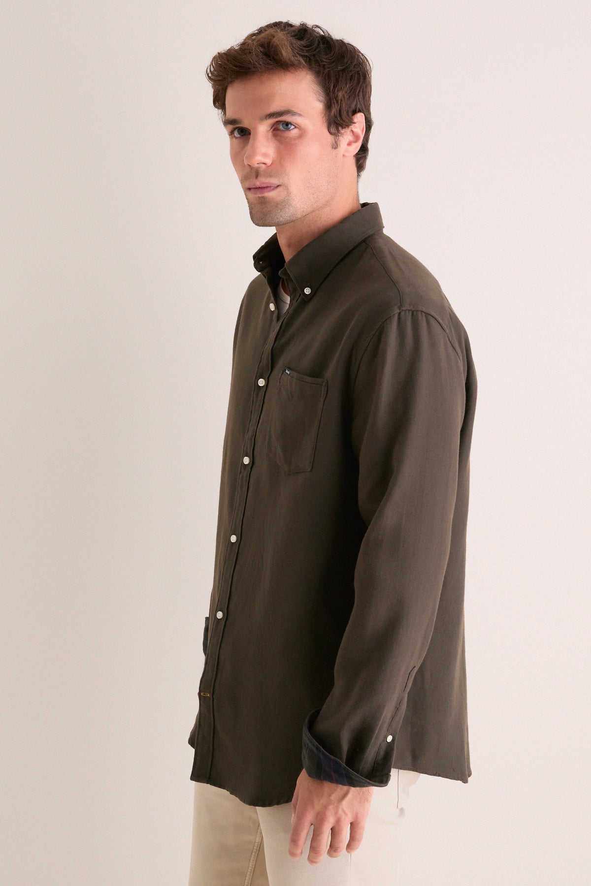 Sage Buckley Tailored Herringbone Shirt