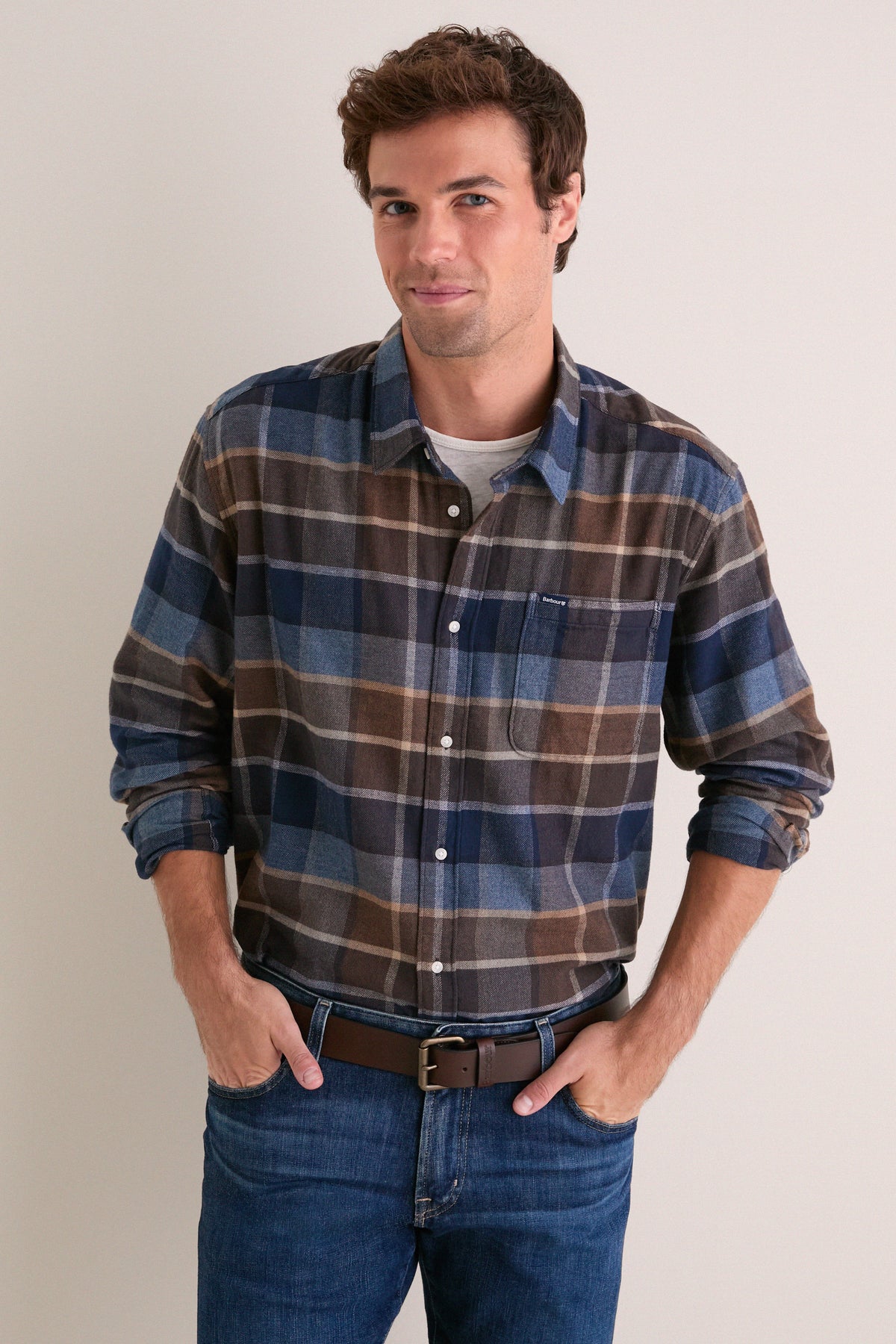 Dark Sand Copswell Relaxed Checked Shirt