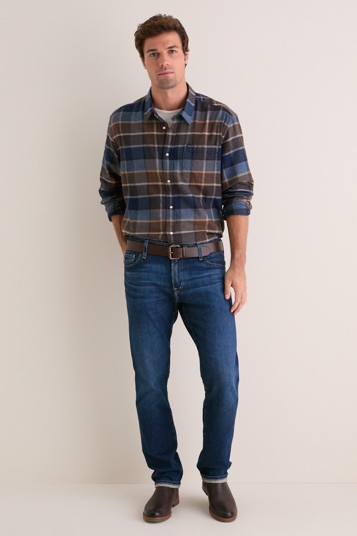 Dark Sand Copswell Relaxed Checked Shirt