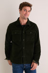 Olive Tartan Trimmed Cord Overshirt