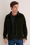 Olive Tartan Trimmed Cord Overshirt