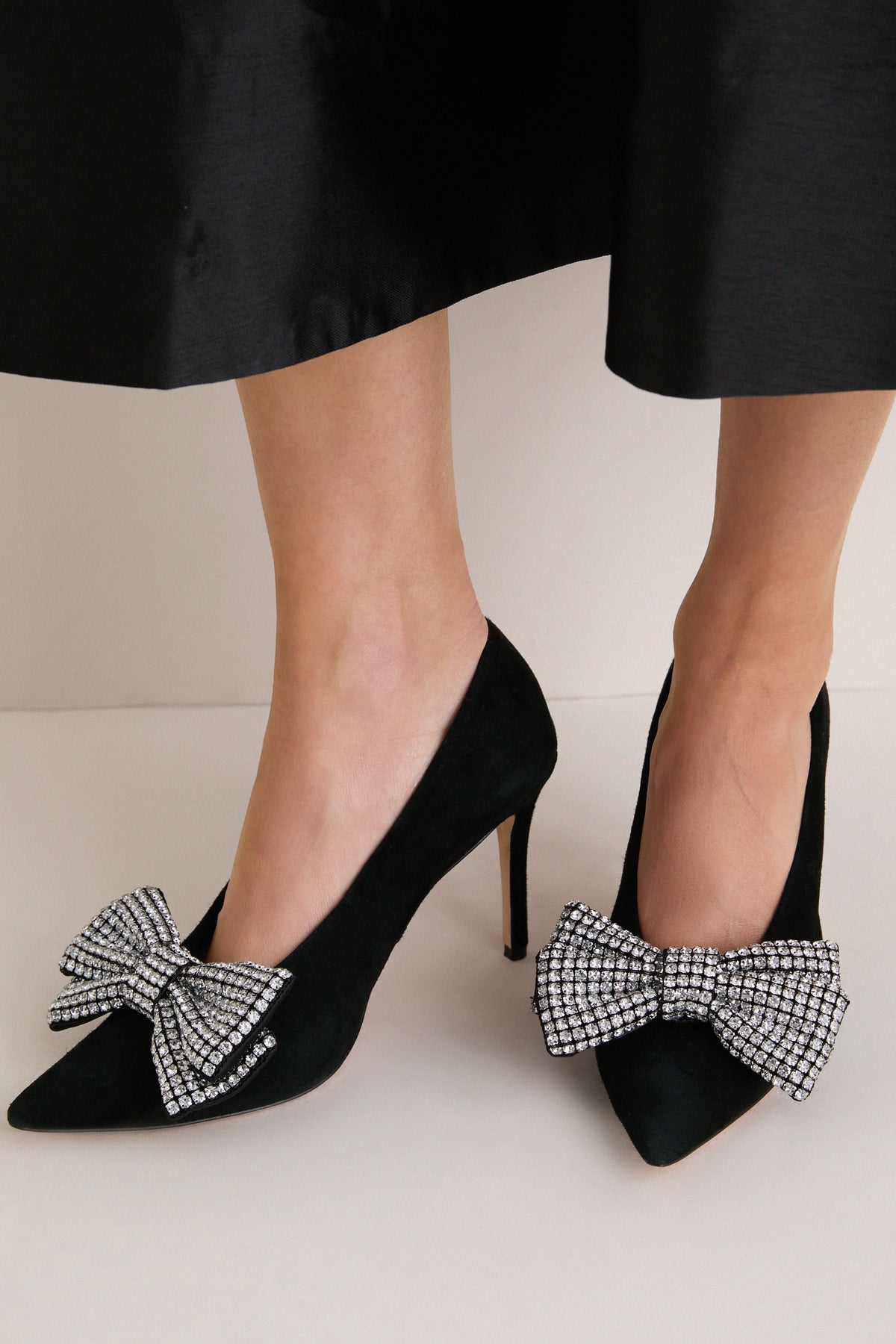 Silver Crystal Bow Shoe Clips Set