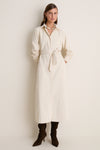 Cream Thin Wale Corduroy Tara Shirt Dress