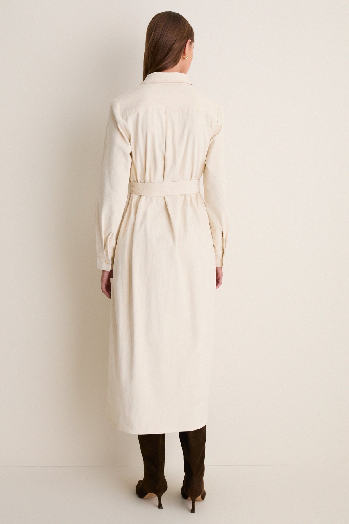 Cream Thin Wale Corduroy Tara Shirt Dress