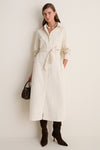Cream Thin Wale Corduroy Tara Shirt Dress