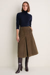 Burnt Olive Corduroy Phoebe Midi Skirt