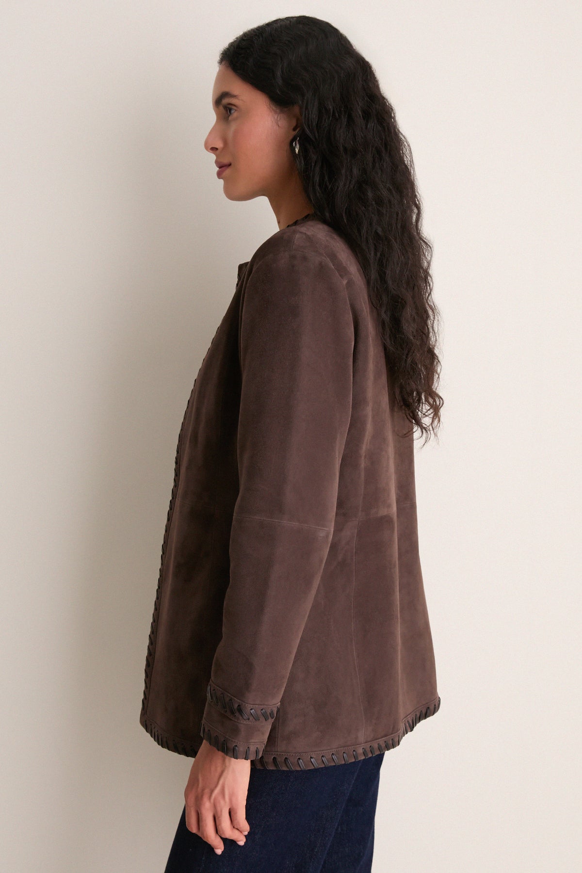 Dark Chocolate Suede Whipstitch Andover Jacket