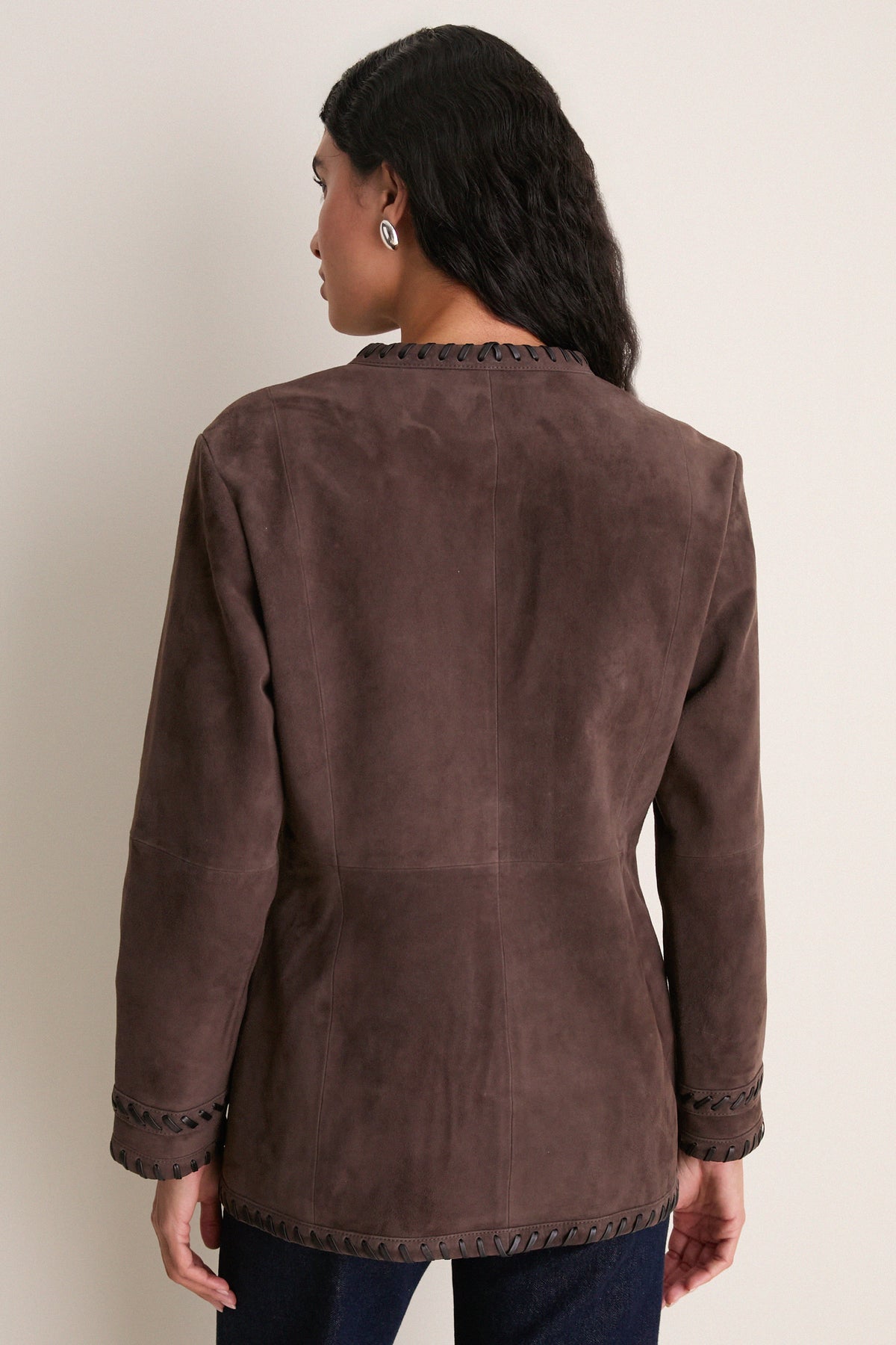Dark Chocolate Suede Whipstitch Andover Jacket