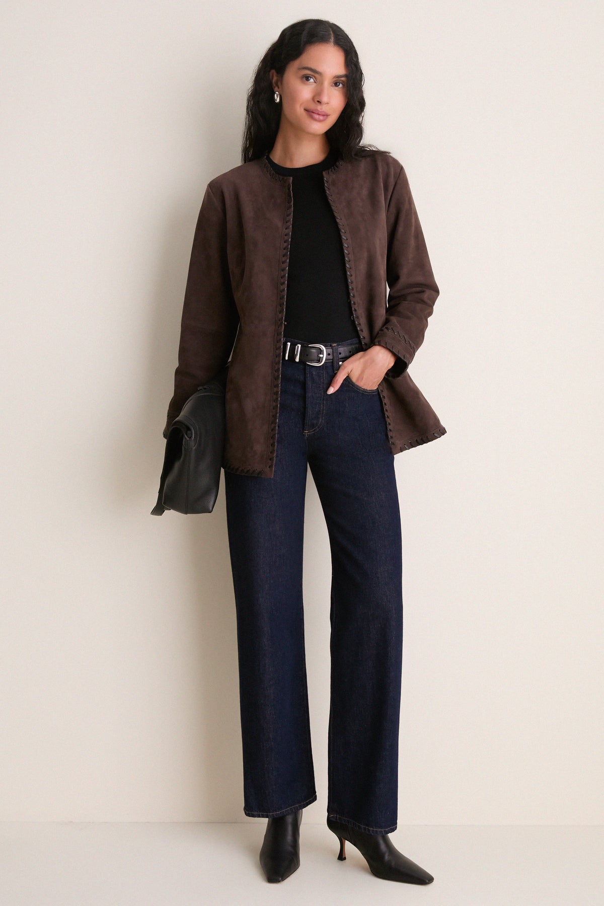 Dark Chocolate Suede Whipstitch Andover Jacket