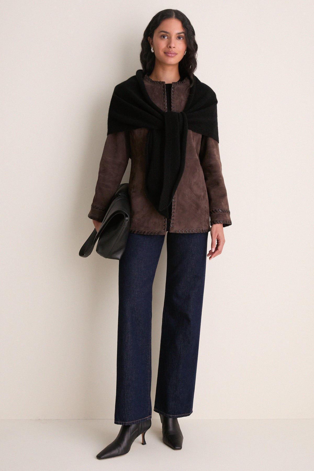 Dark Chocolate Suede Whipstitch Andover Jacket