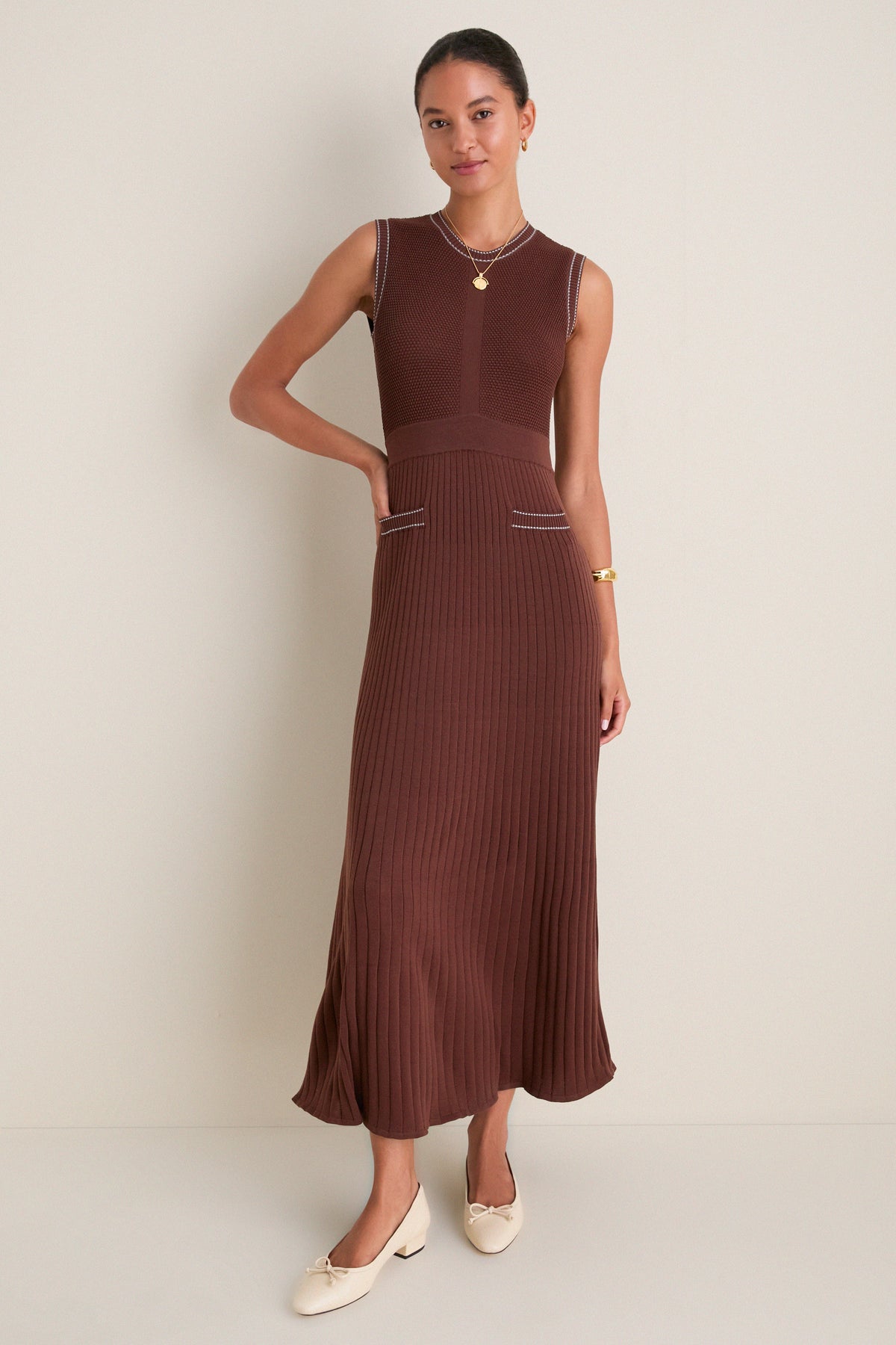 Brown Knit Ruby Dress