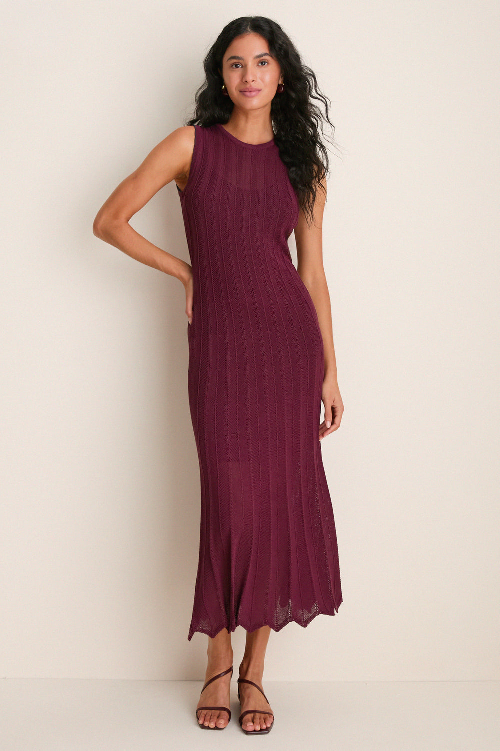 Wine Knit Sleeveless Solange Dress
