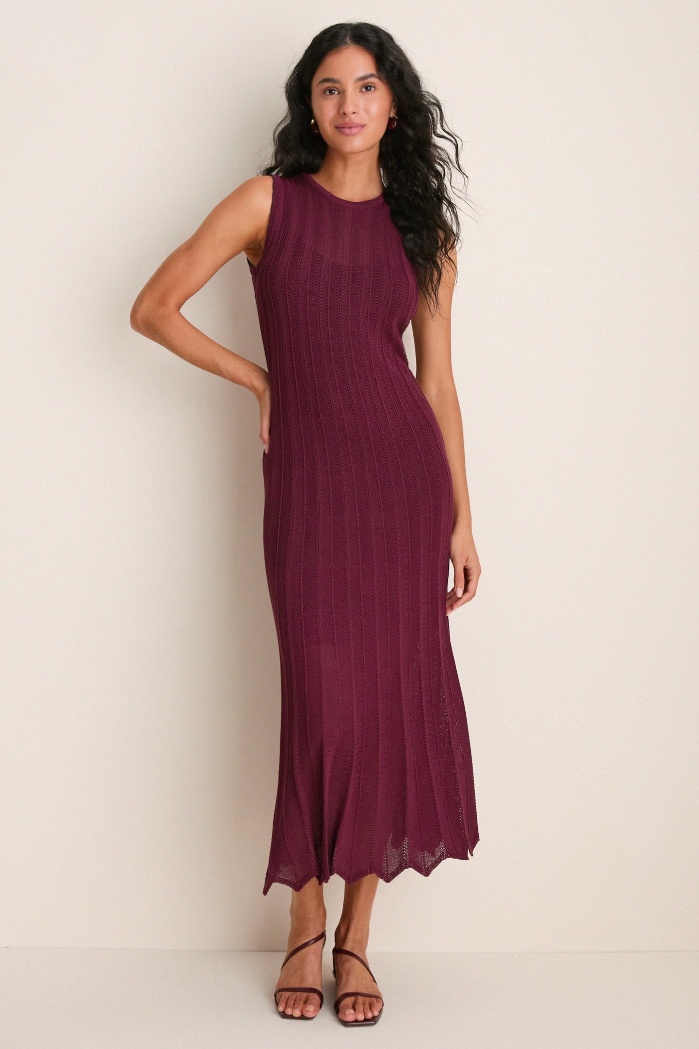Wine Knit Sleeveless Solange Dress