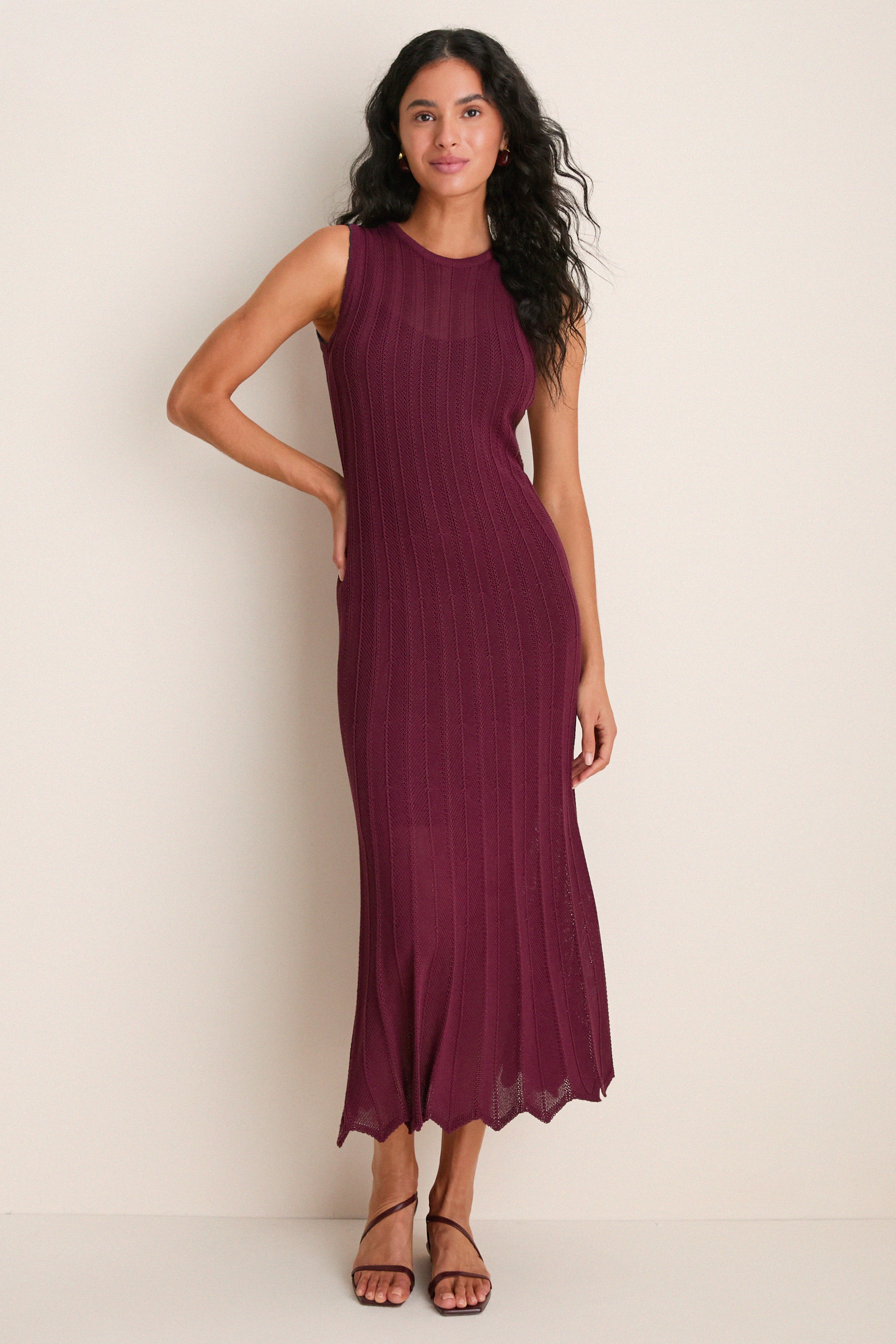 Wine Knit Sleeveless Solange Dress