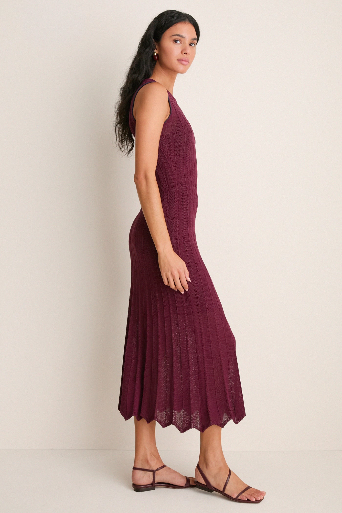 Wine Knit Sleeveless Solange Dress