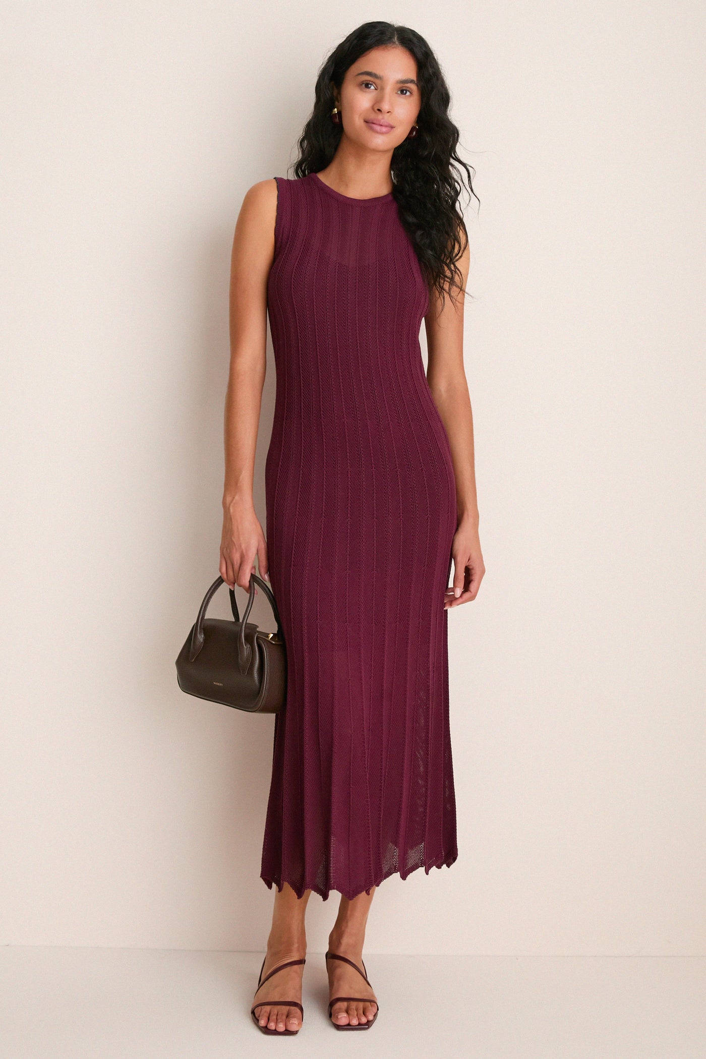 Wine Knit Sleeveless Solange Dress