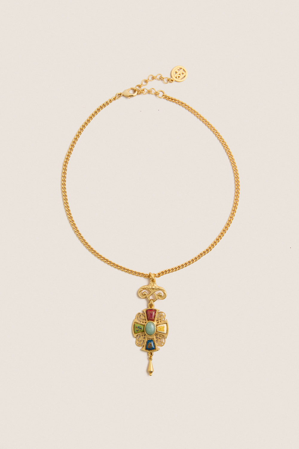 Gold and Multicolor Gemstone Necklace