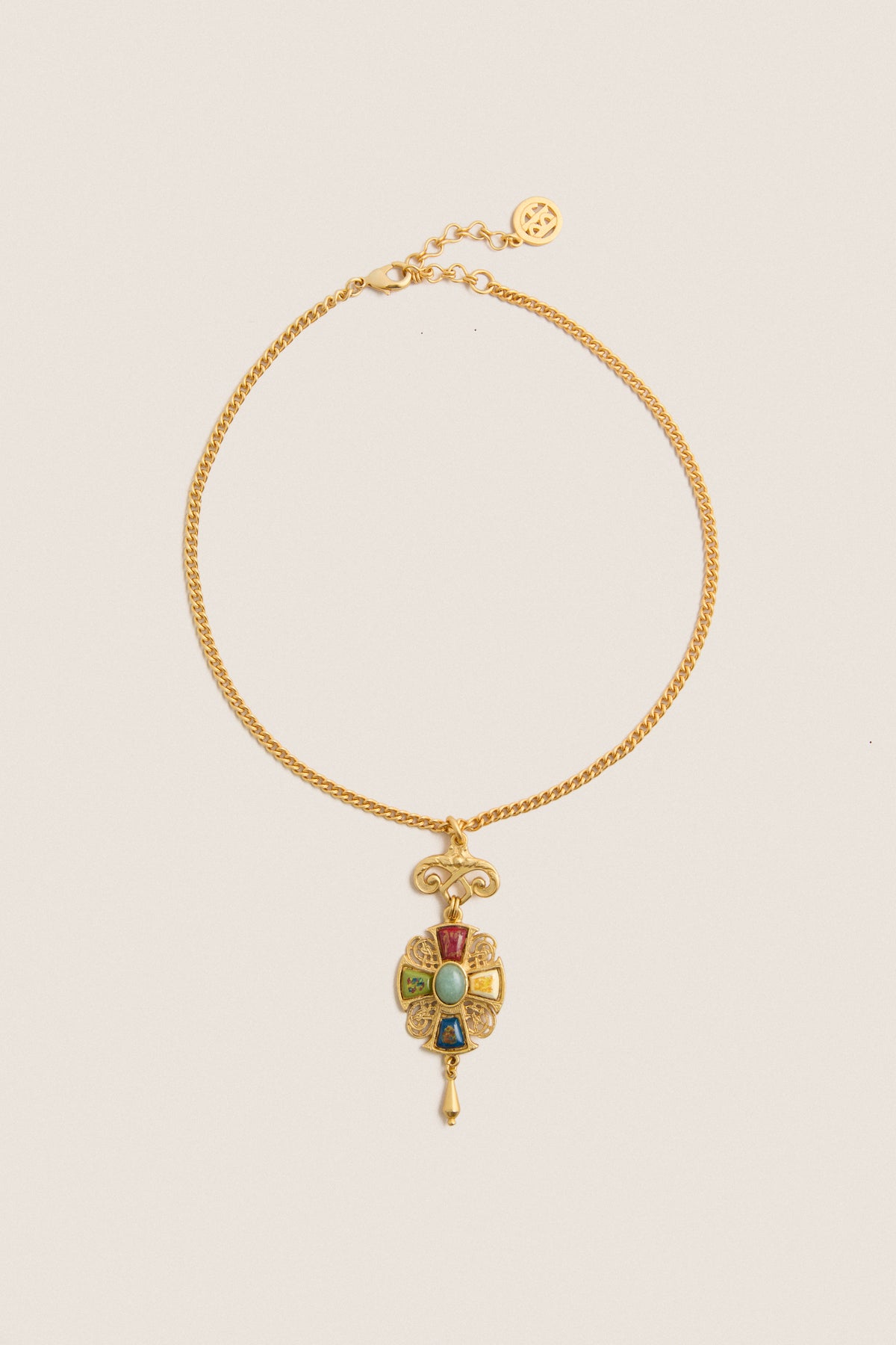 Gold and Multicolor Gemstone Necklace