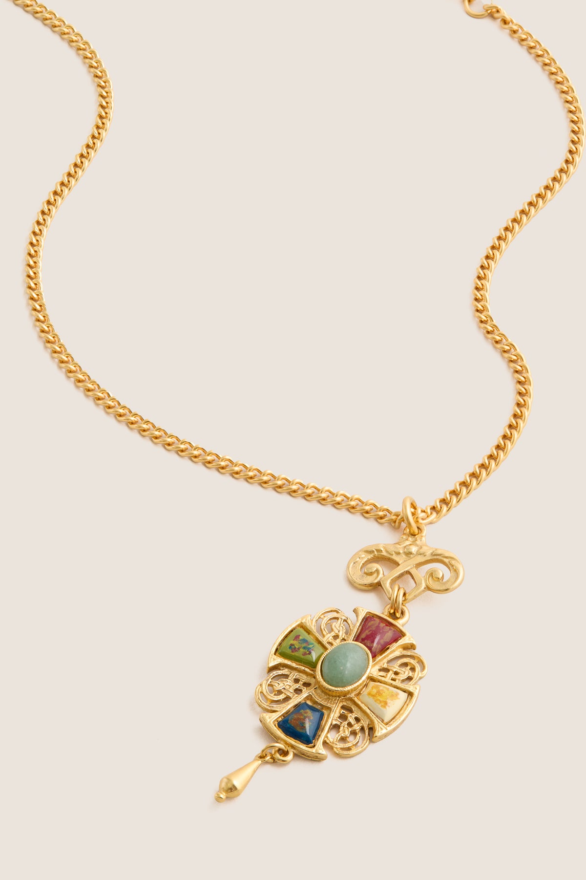 Gold and Multicolor Gemstone Necklace