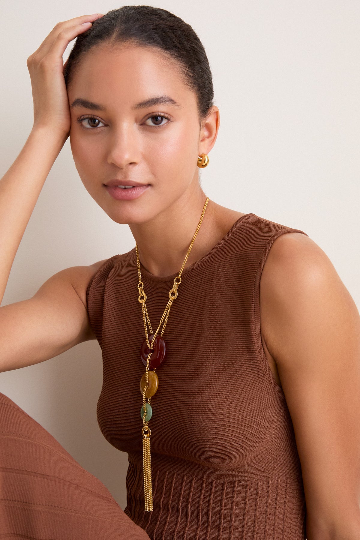 Gold Color Harmony Tassel Necklace