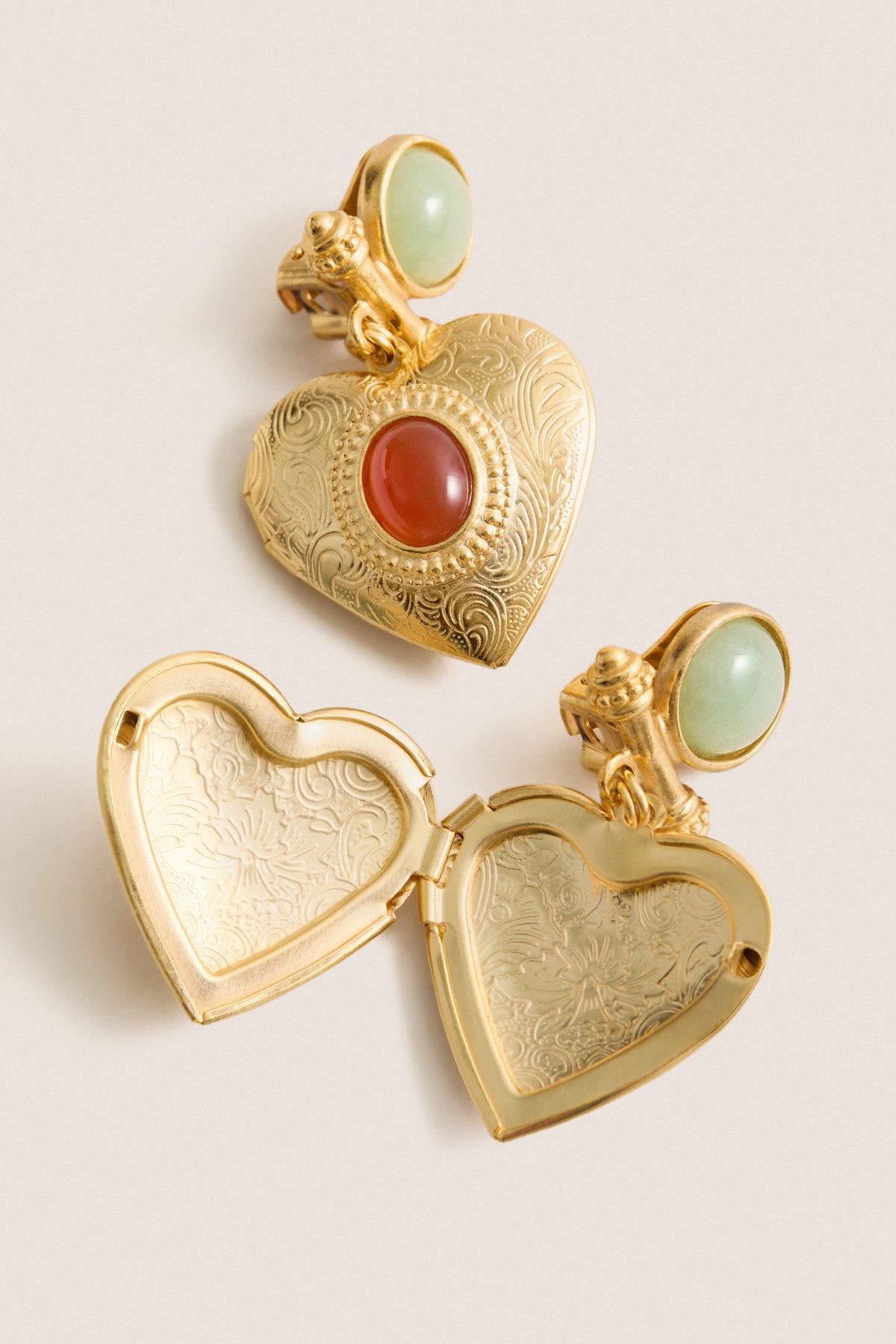 Gold Heart Locket Earrings