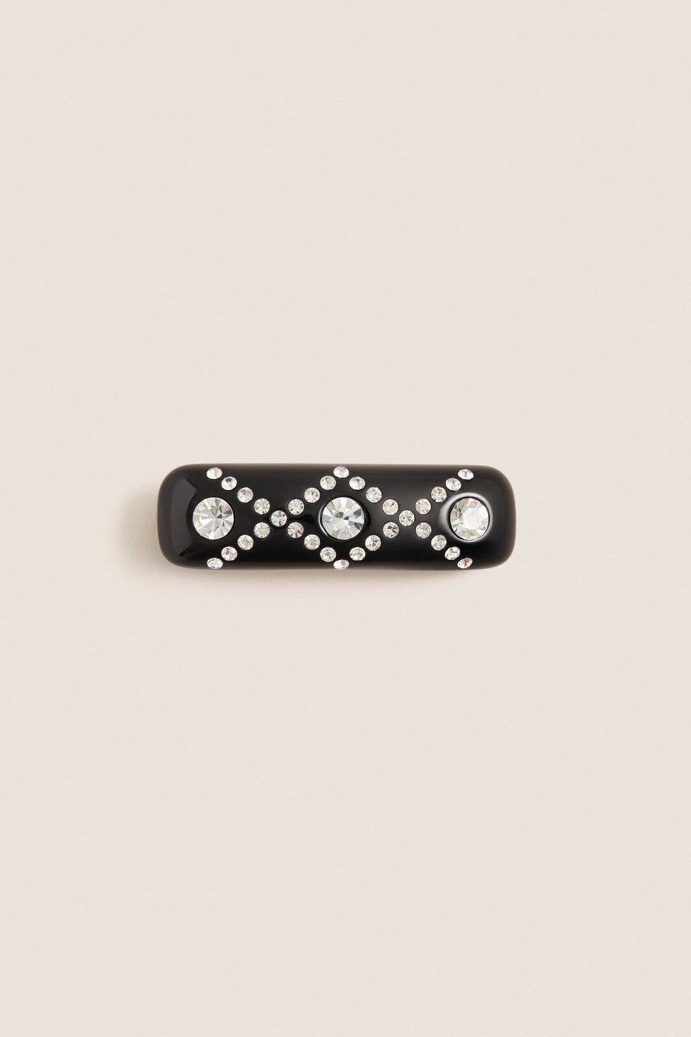 Black and Crystal Barrette