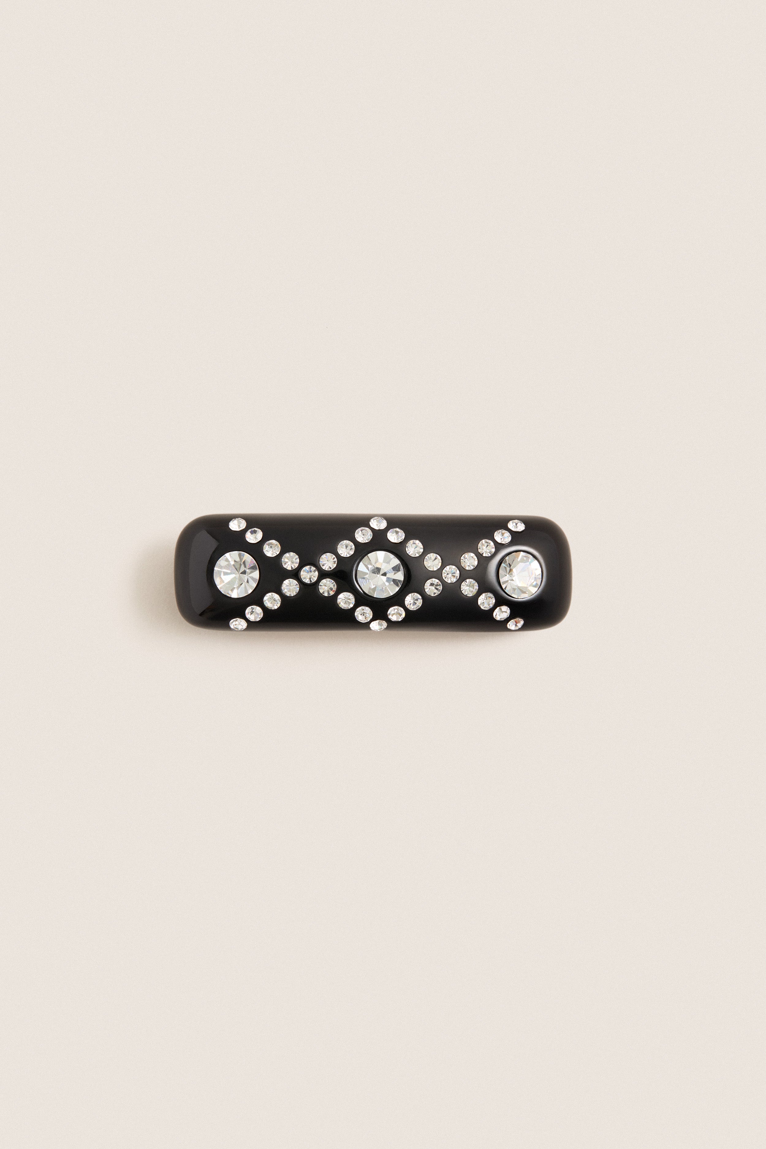 Black and Crystal Barrette
