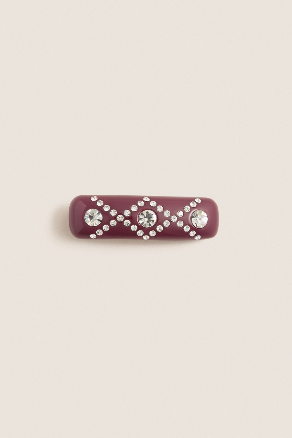Oxblood and Crystal Barrette