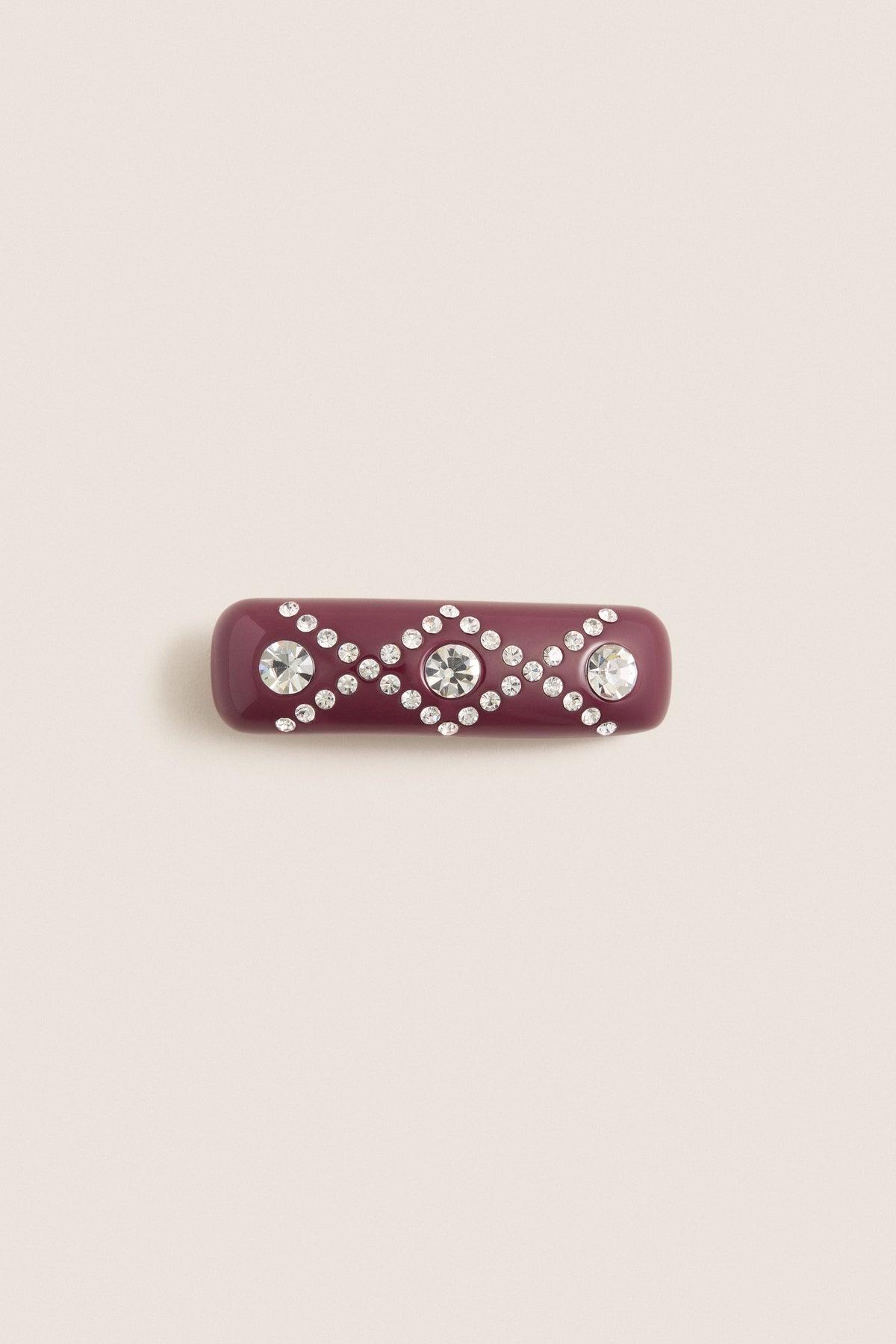 Oxblood and Crystal Barrette