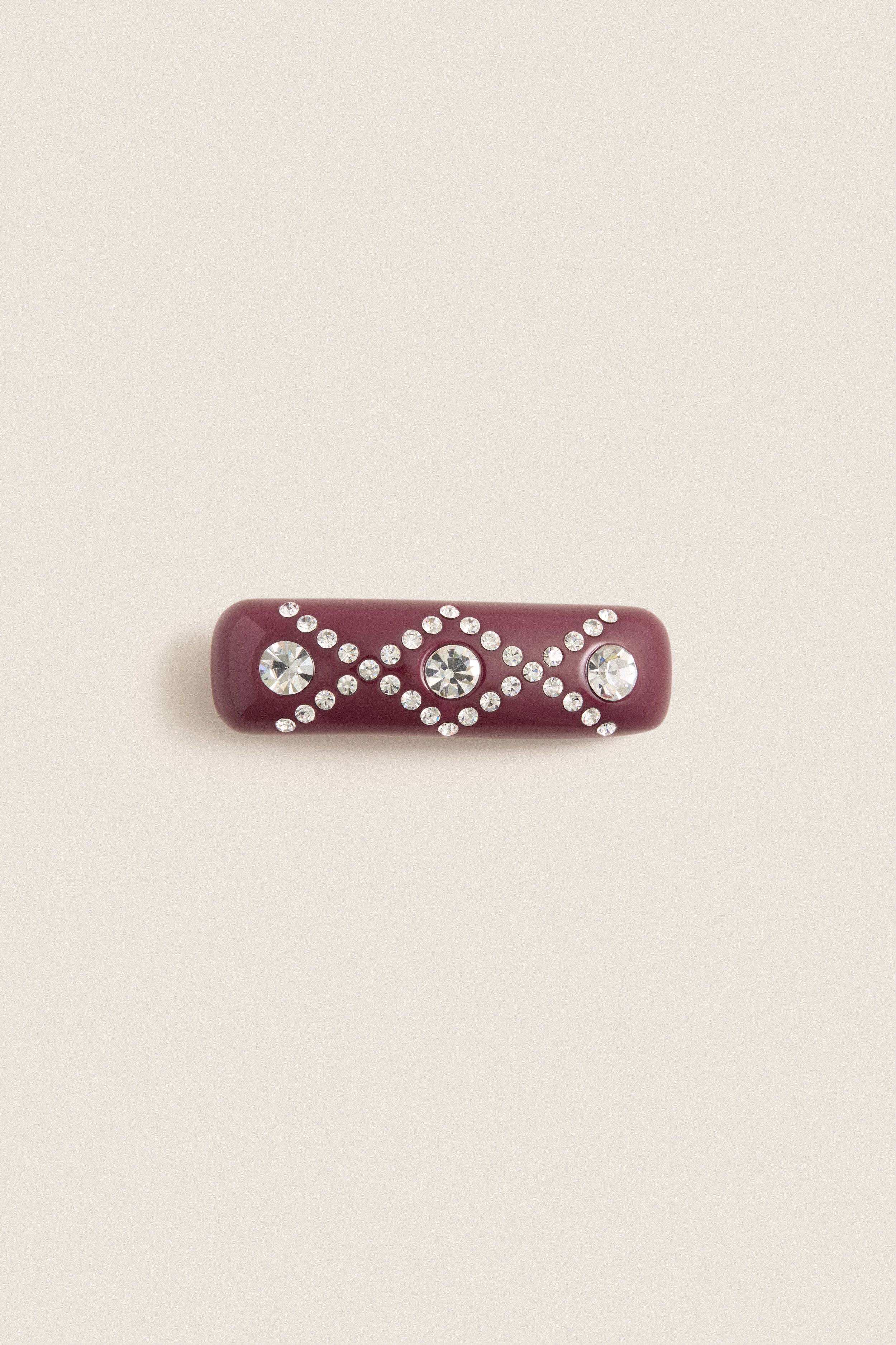 Oxblood and Crystal Barrette