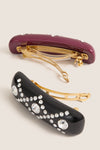 Oxblood and Crystal Barrette