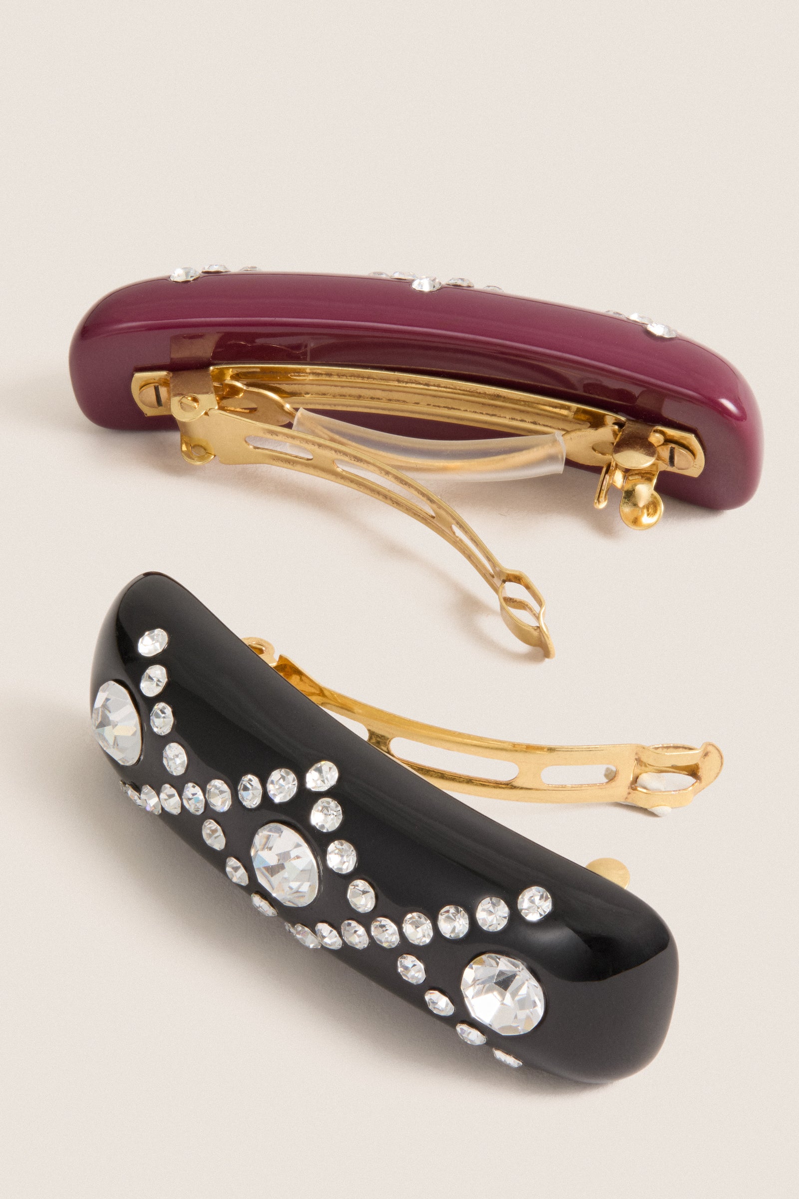 Oxblood and Crystal Barrette