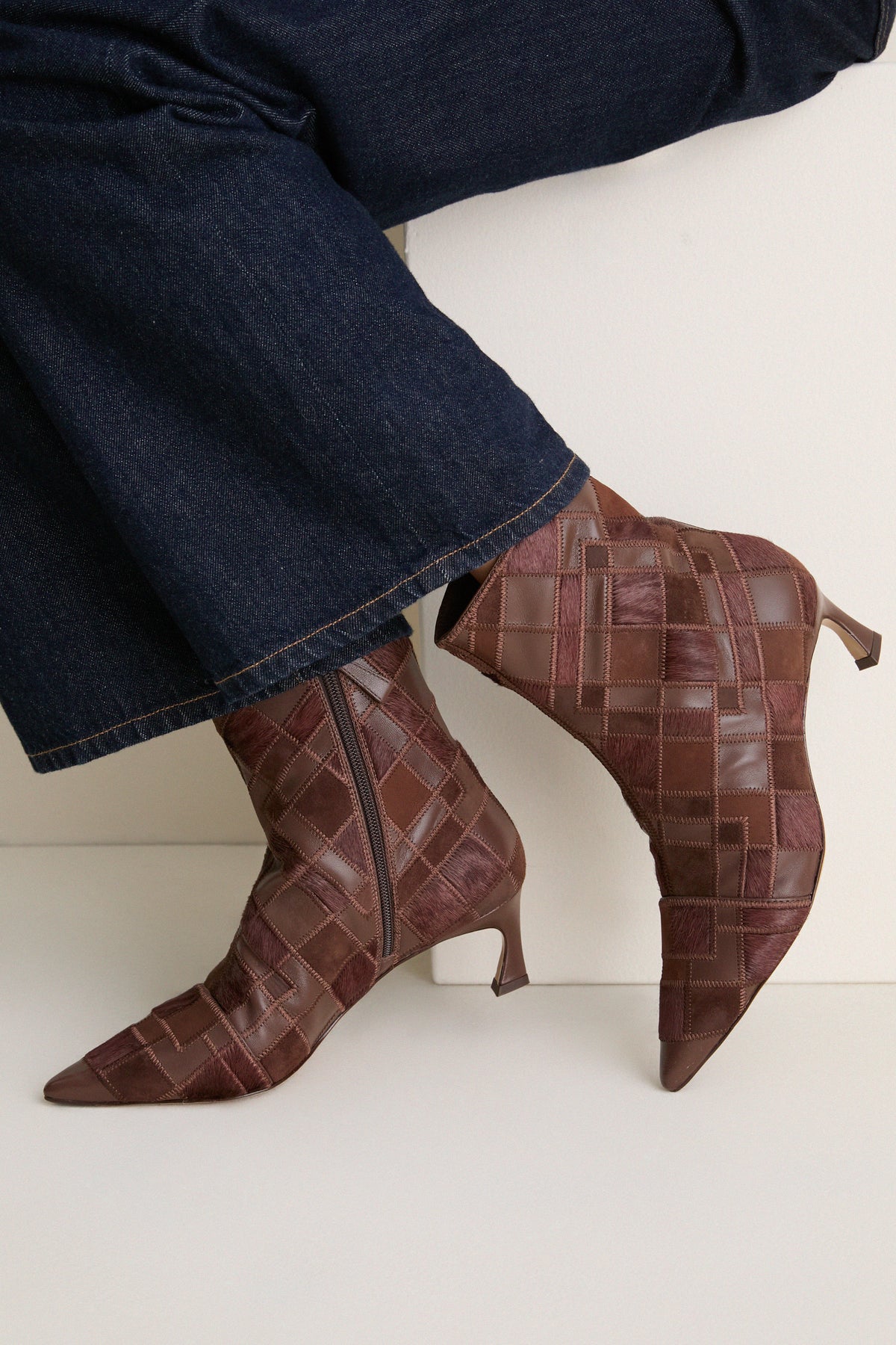 Rich Brown Patchwork Annelise 50 Booties