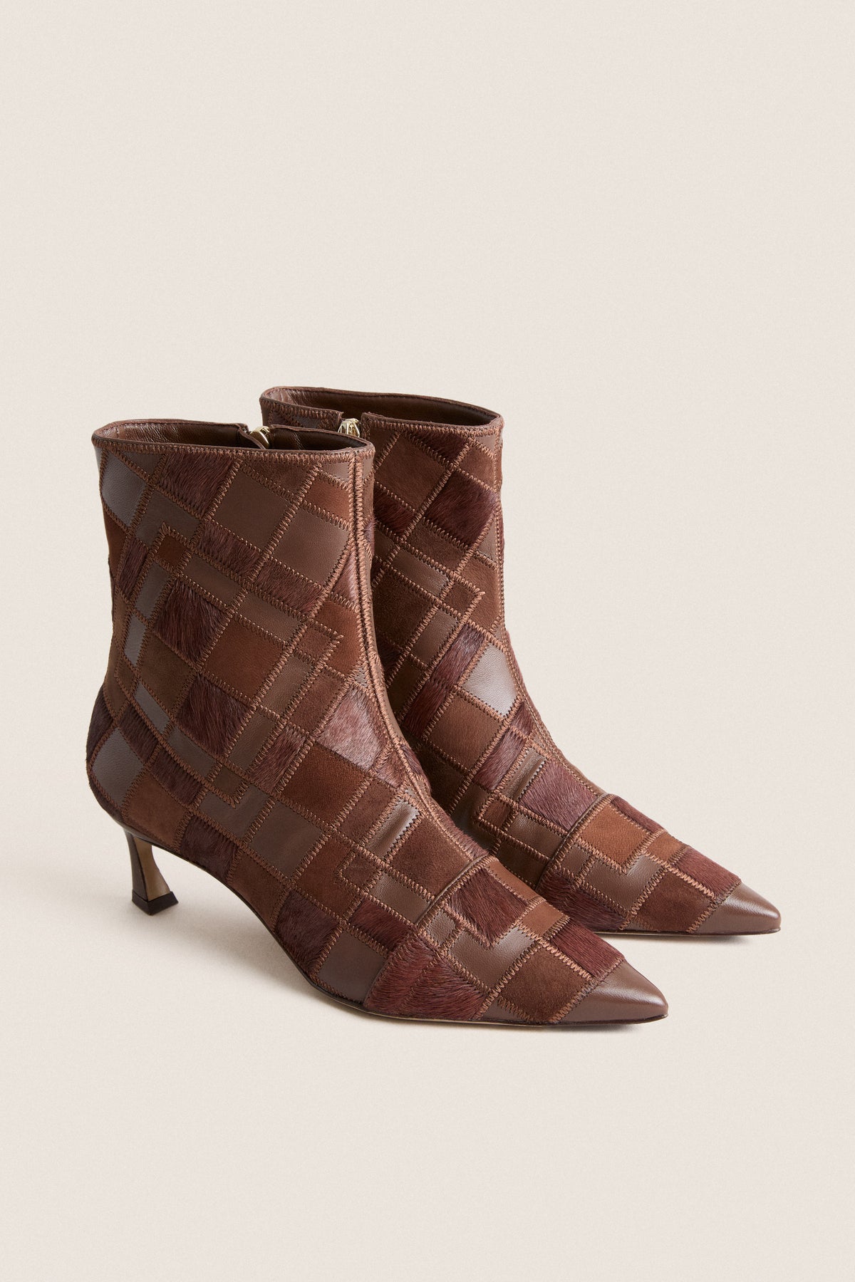 Rich Brown Patchwork Annelise 50 Booties