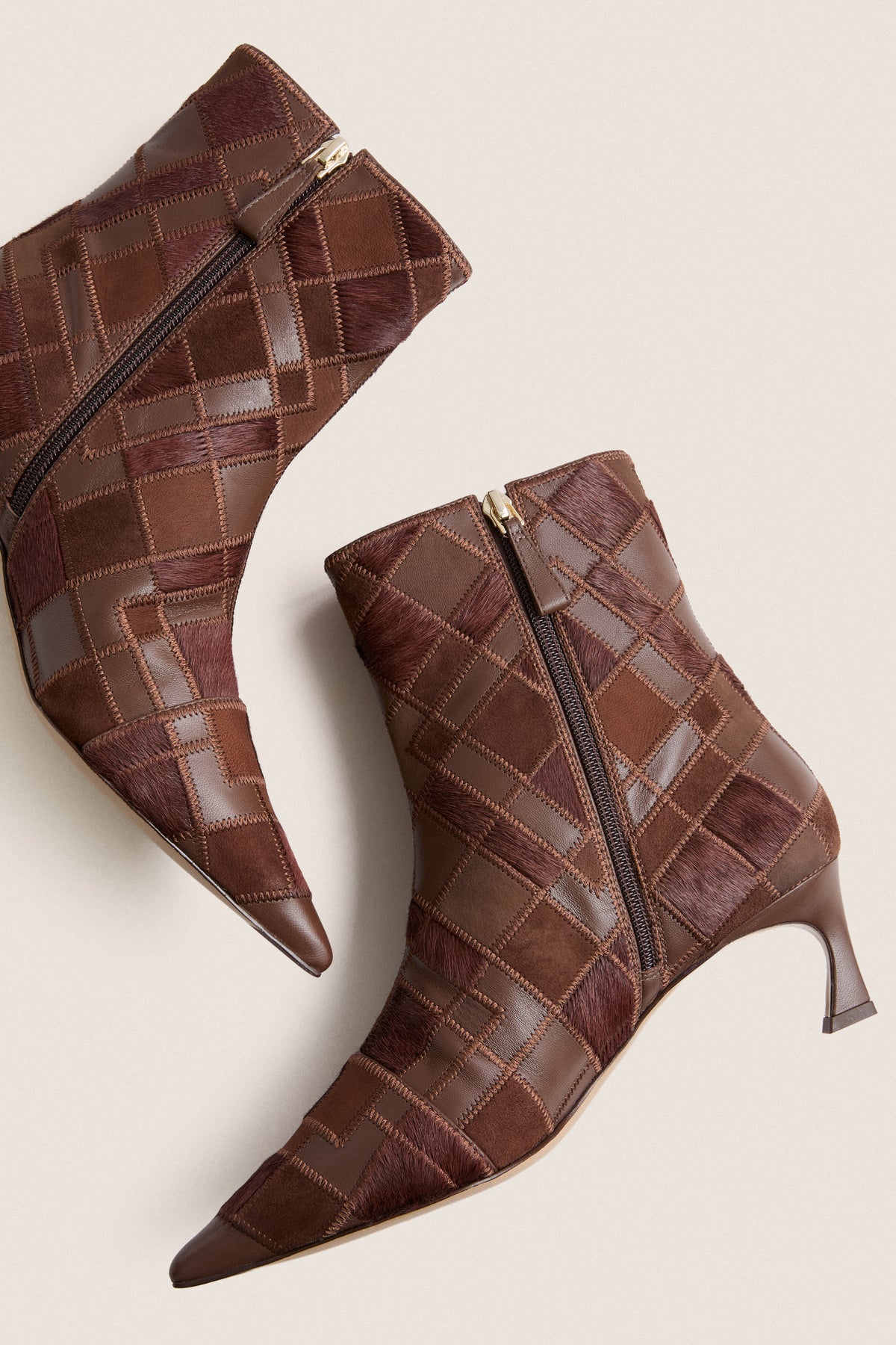 Rich Brown Patchwork Annelise 50 Booties