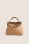 Taupe Lucia Classic Faux Suede Top Handle Bag
