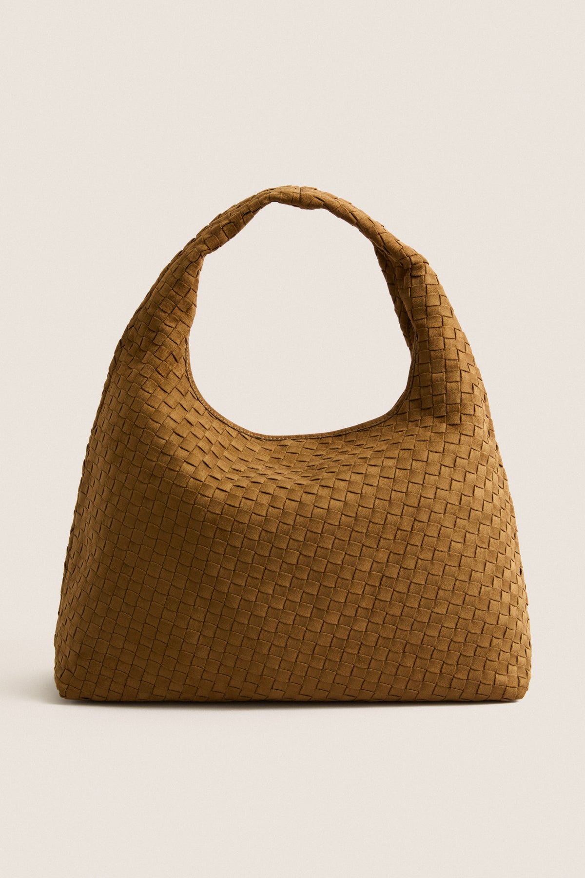 Olive Green Laura Faux Suede Woven Shoulder Bag