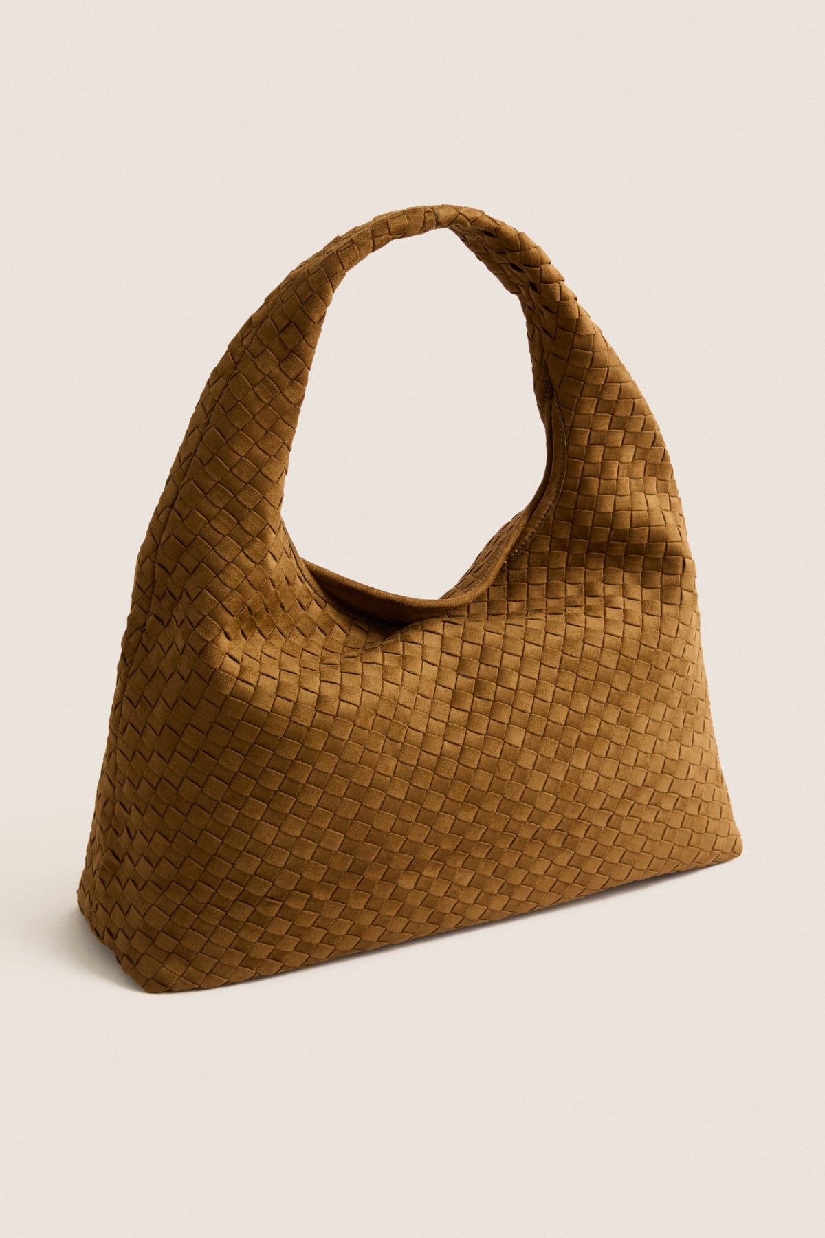 Olive Green Laura Faux Suede Woven Shoulder Bag