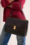Dark Brown Hilary Woven Shoulder Bag