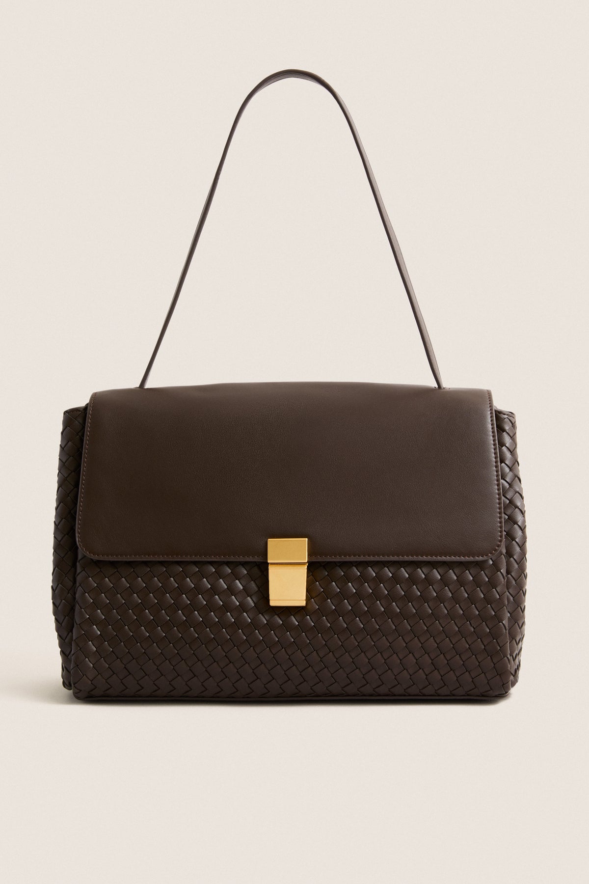 Dark Brown Hilary Woven Shoulder Bag