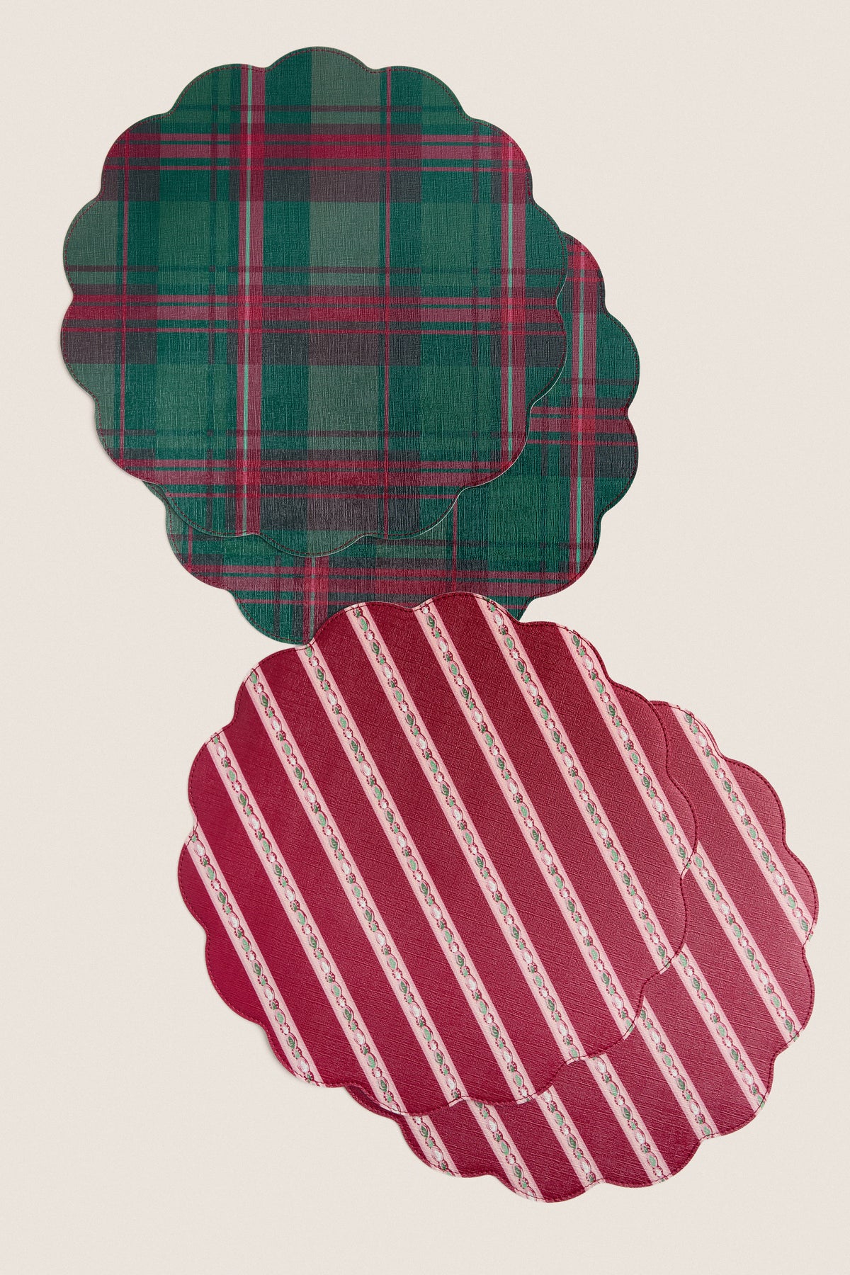 Jewel Bias Stripe Reversible Wipeable Placemats Set of 4