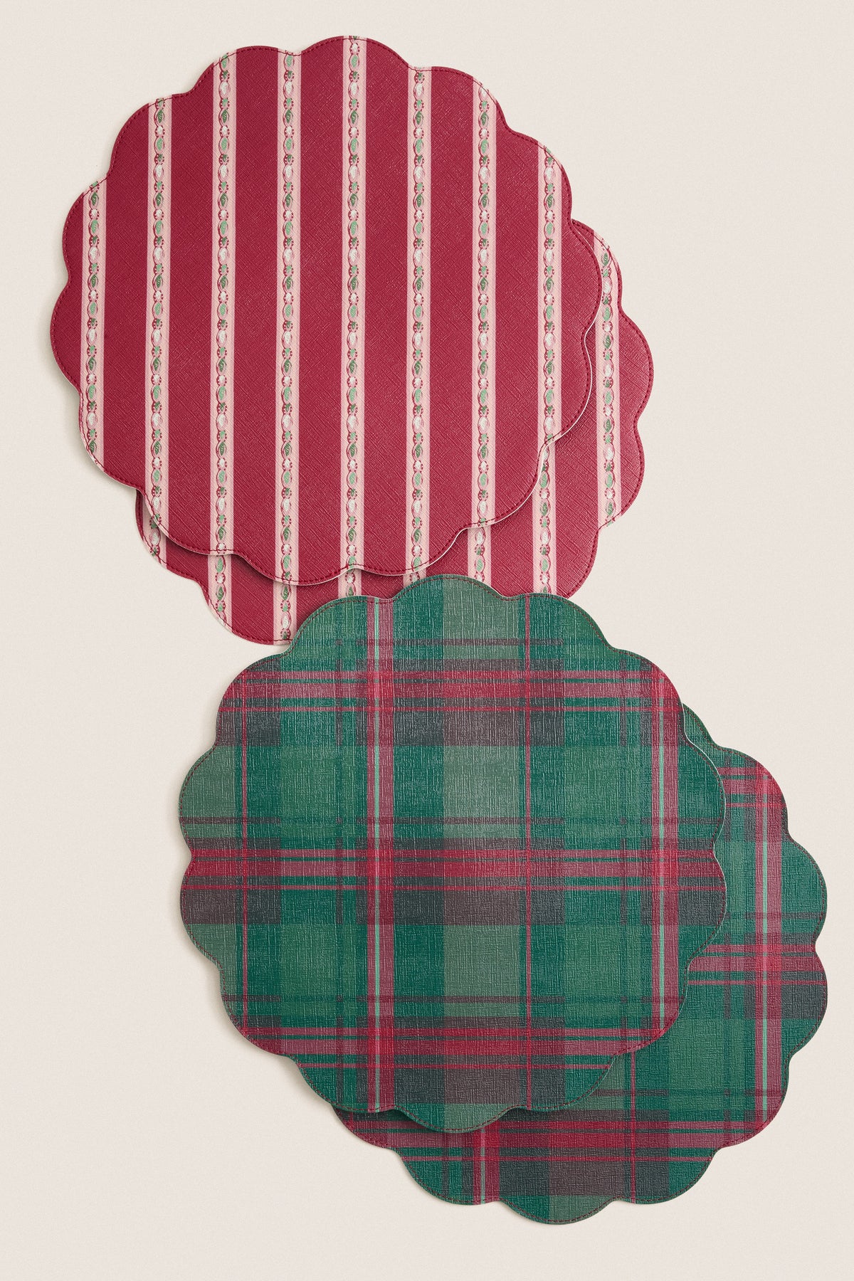 Jewel Bias Stripe Reversible Wipeable Placemats Set of 4