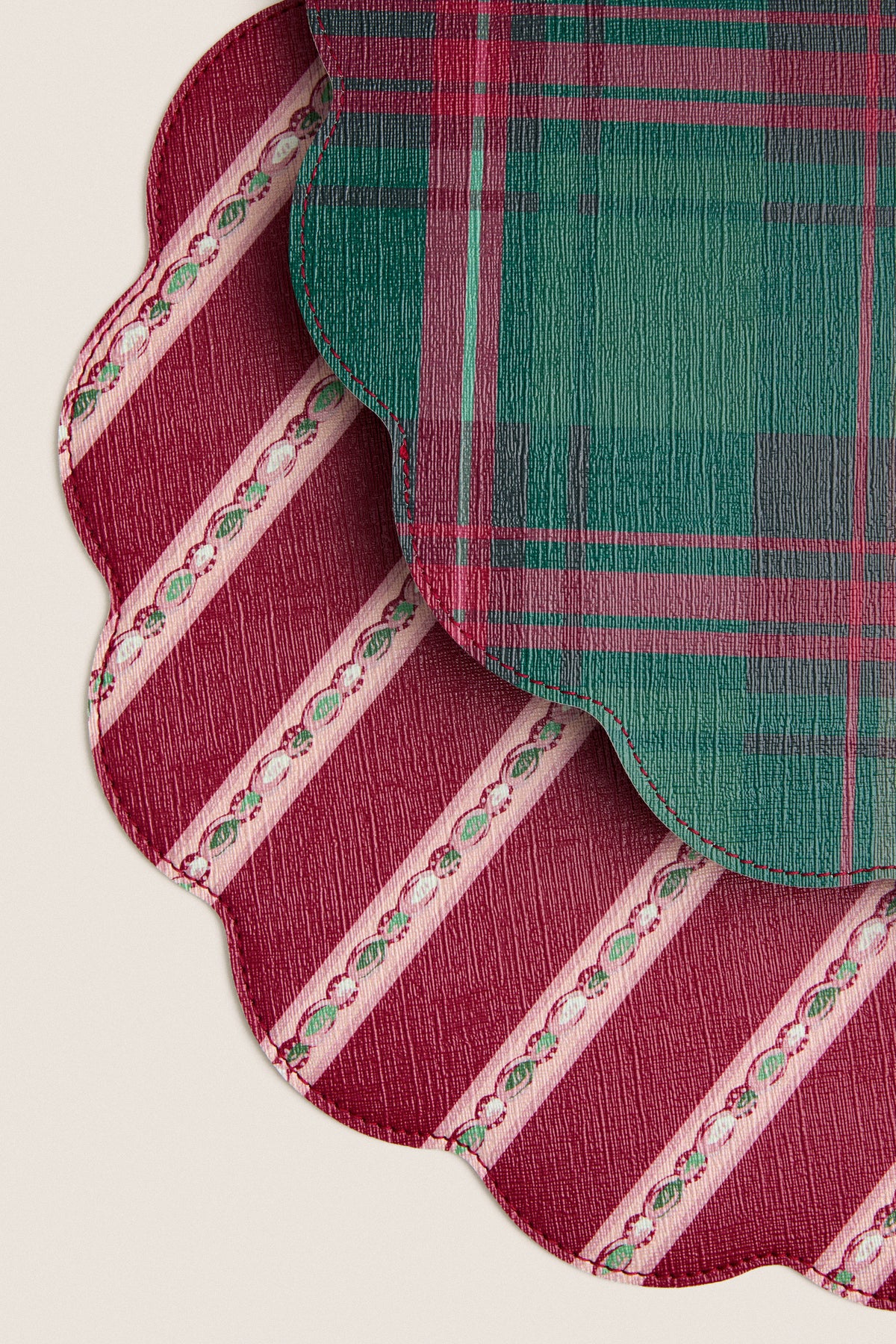 Jewel Bias Stripe Reversible Wipeable Placemats Set of 4