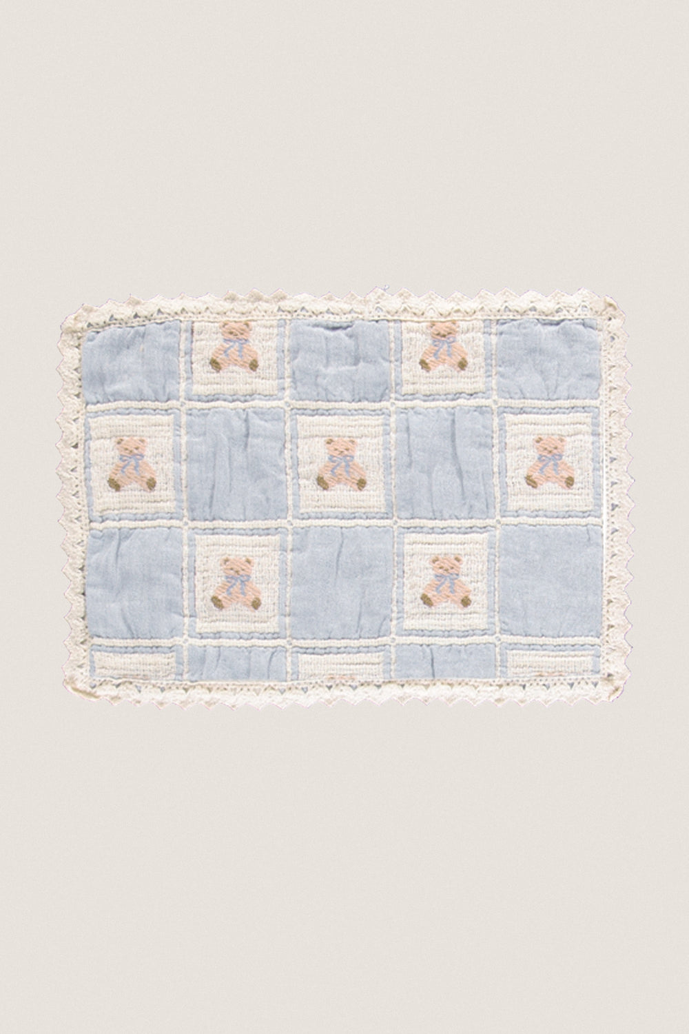 Blue Teddy Patchwork Teddy Blanket