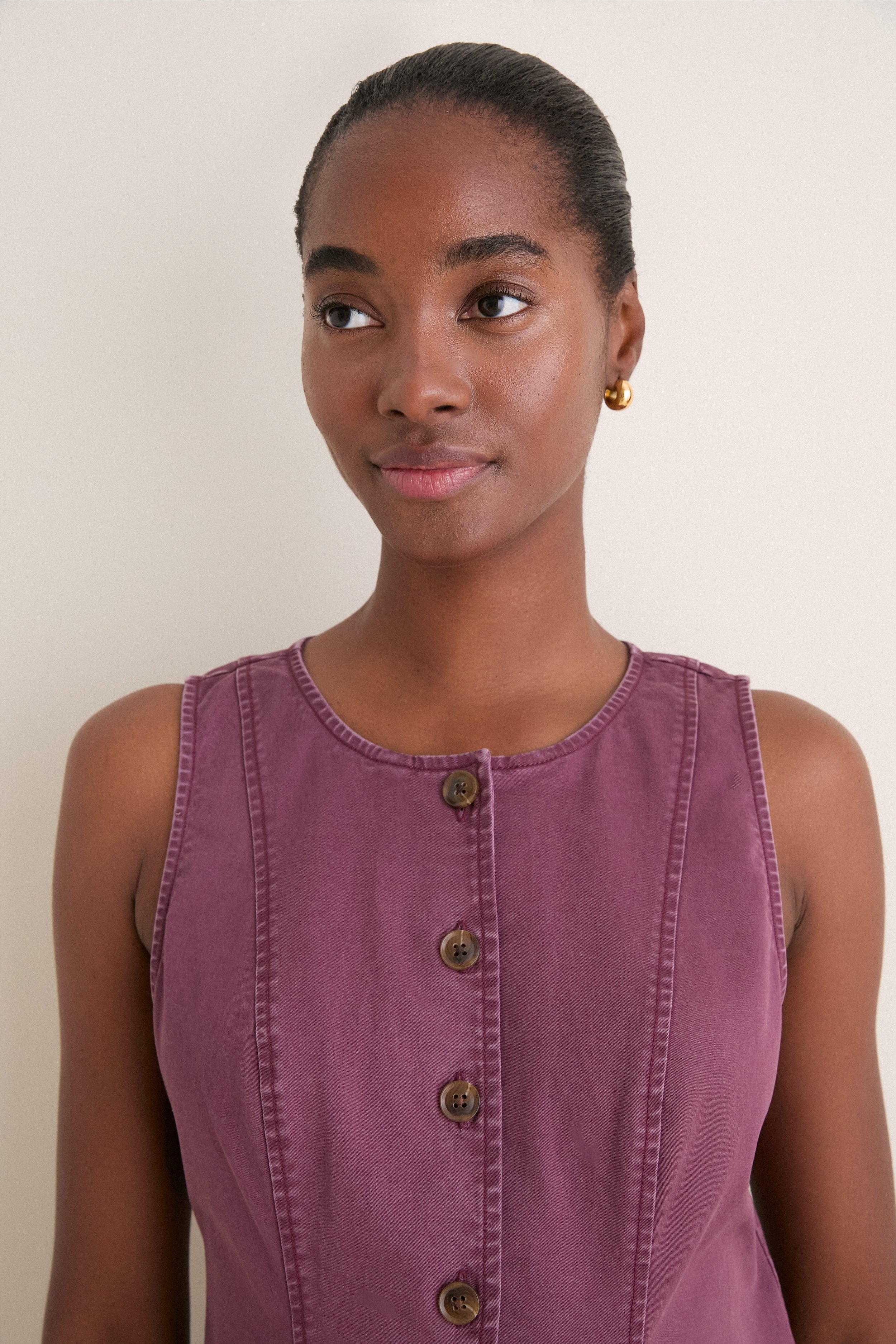 Purple Mauve Washed Chino Rhoda Dress
