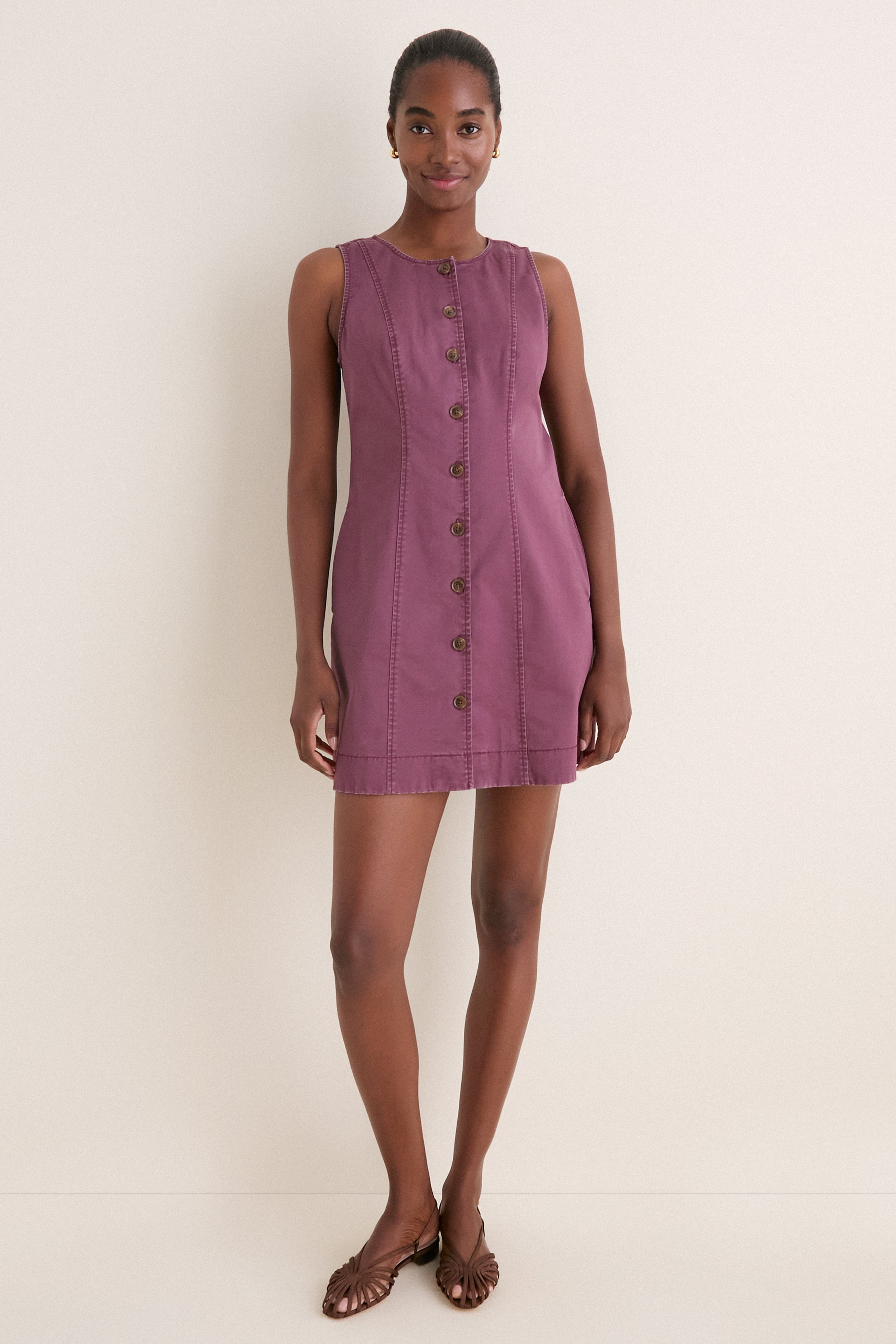 Purple Mauve Washed Chino Rhoda Dress