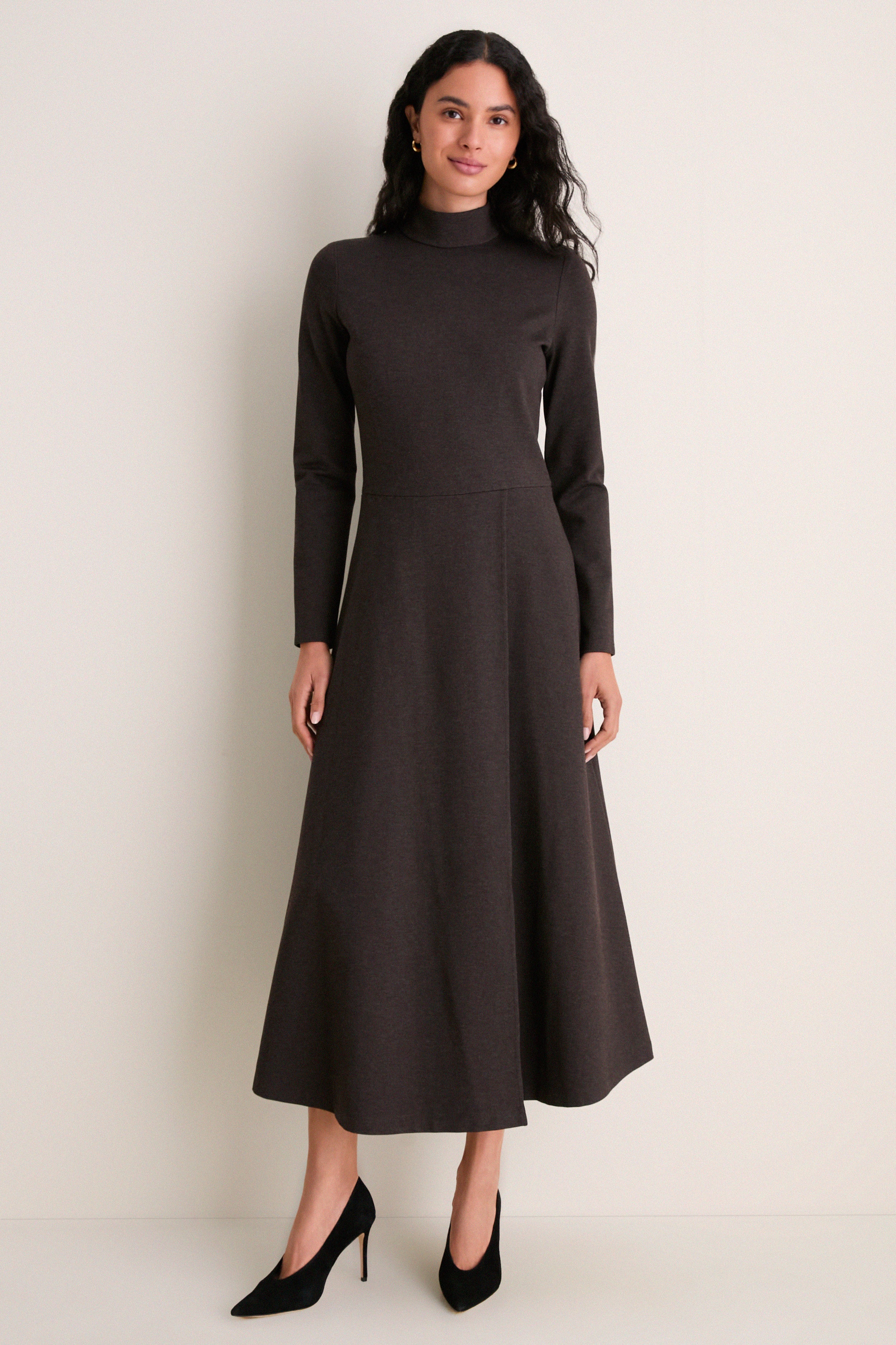 Brown Heathered Turtleneck Averell Sweater Dress | Tuckernuck