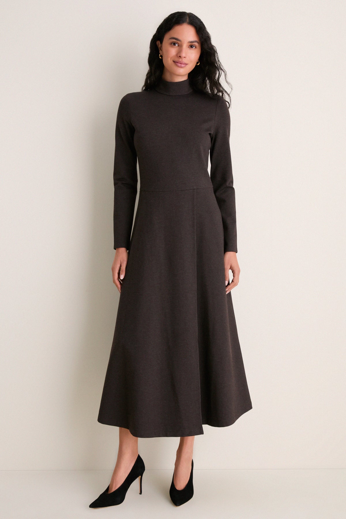 Brown Heathered Turtleneck Averell Sweater Dress